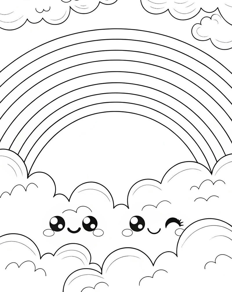Bức tranh ít chi tiết phù hợp bé tập tô cầu vồng