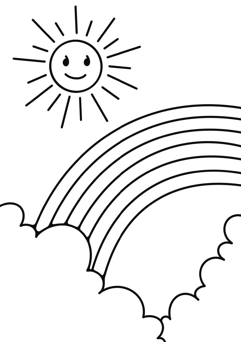 Bức tranh nét to rõ giúp bé tô màu cầu vồng
