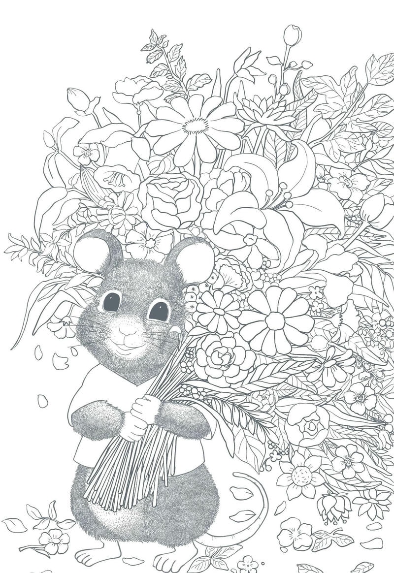 Bức tranh ngộ nghĩnh hỗ trợ tô màu con chuột