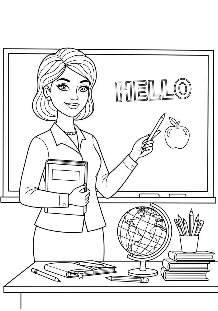 Bức tranh tô màu chân dung cô giáo hiền