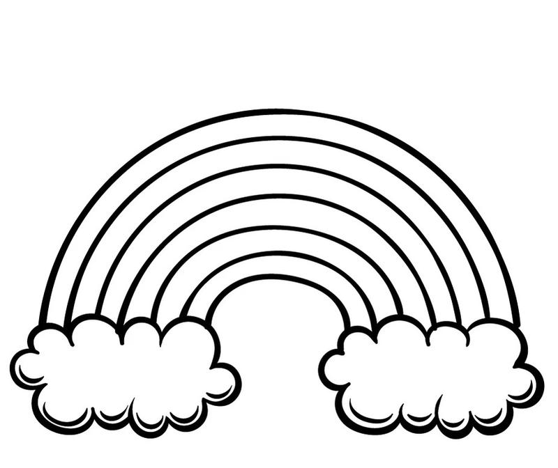 Bức tranh trắng đen chủ đề cầu vồng cho trẻ