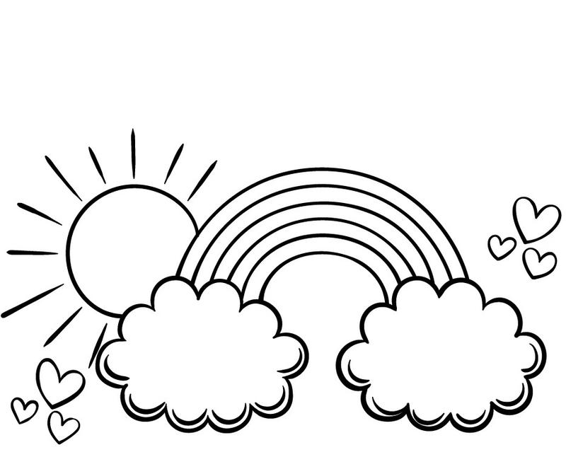 Bức vẽ đơn giản chủ đề cầu vồng cho bé tô