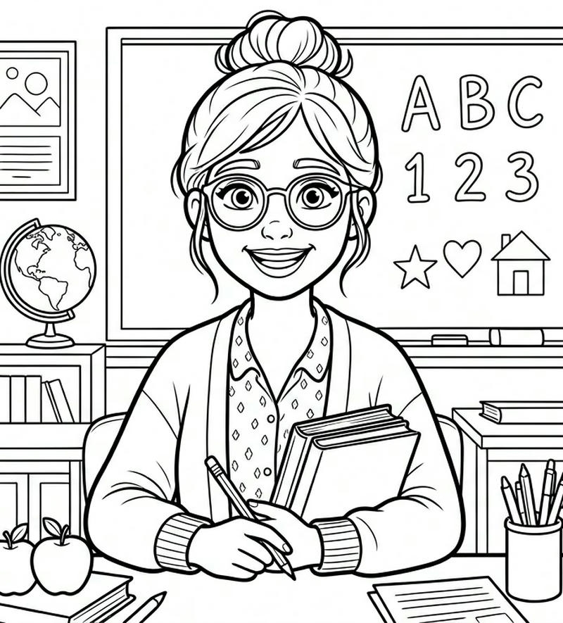 Cô giáo xinh đẹp giảng bài cho bé tập tô