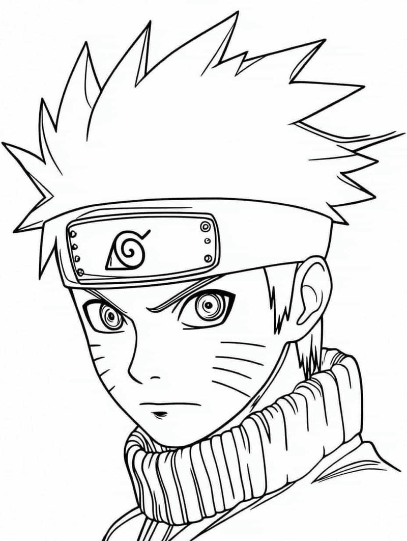Hình Naruto cận cảnh gương mặt để tô màu