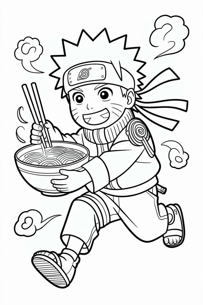 Hình Naruto chạy nhanh phong cách ninja tô màu