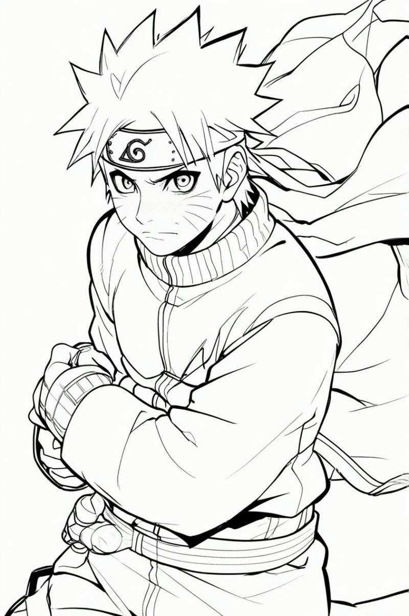 Hình Naruto chiến đấu mạnh mẽ để tô màu