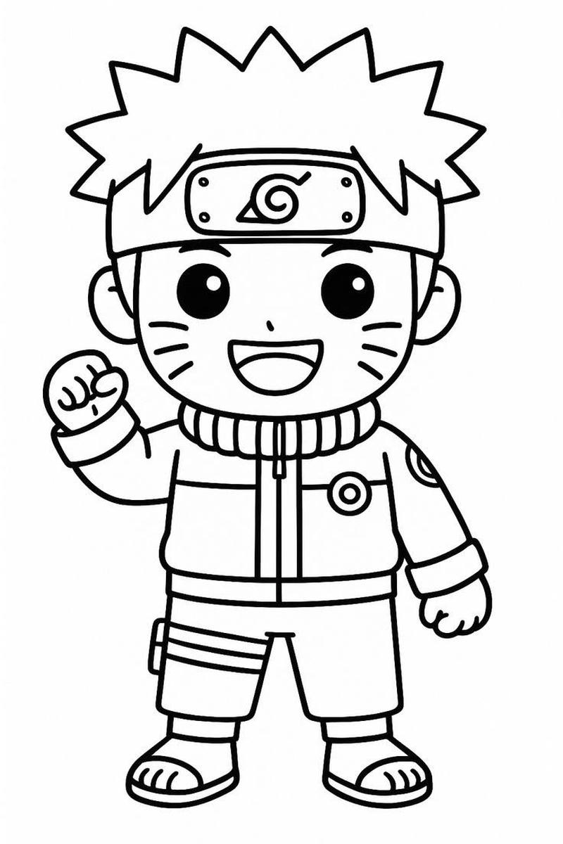 Hình Naruto cười vui vẻ phù hợp tô màu