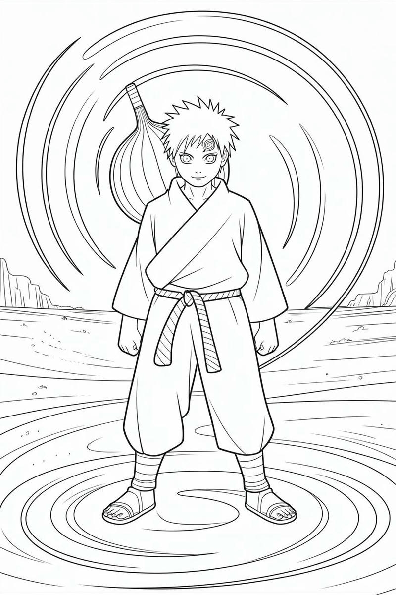 Hình Naruto đang chiến đấu mạnh mẽ để tô màu