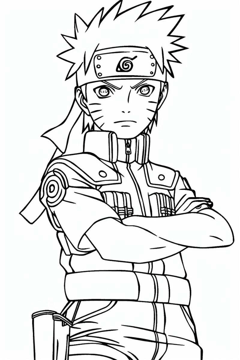 Hình Naruto đứng tạo dáng cho bé tô màu