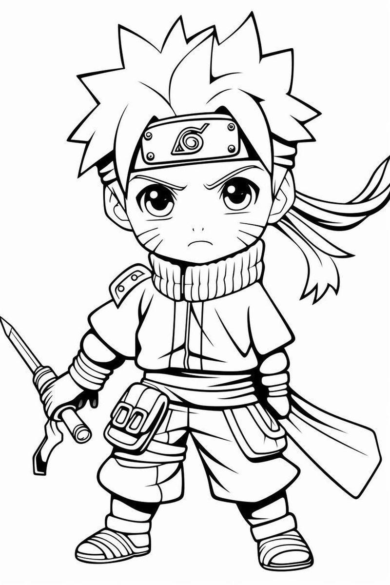 Hình Naruto phong cách chibi dễ thương tô màu
