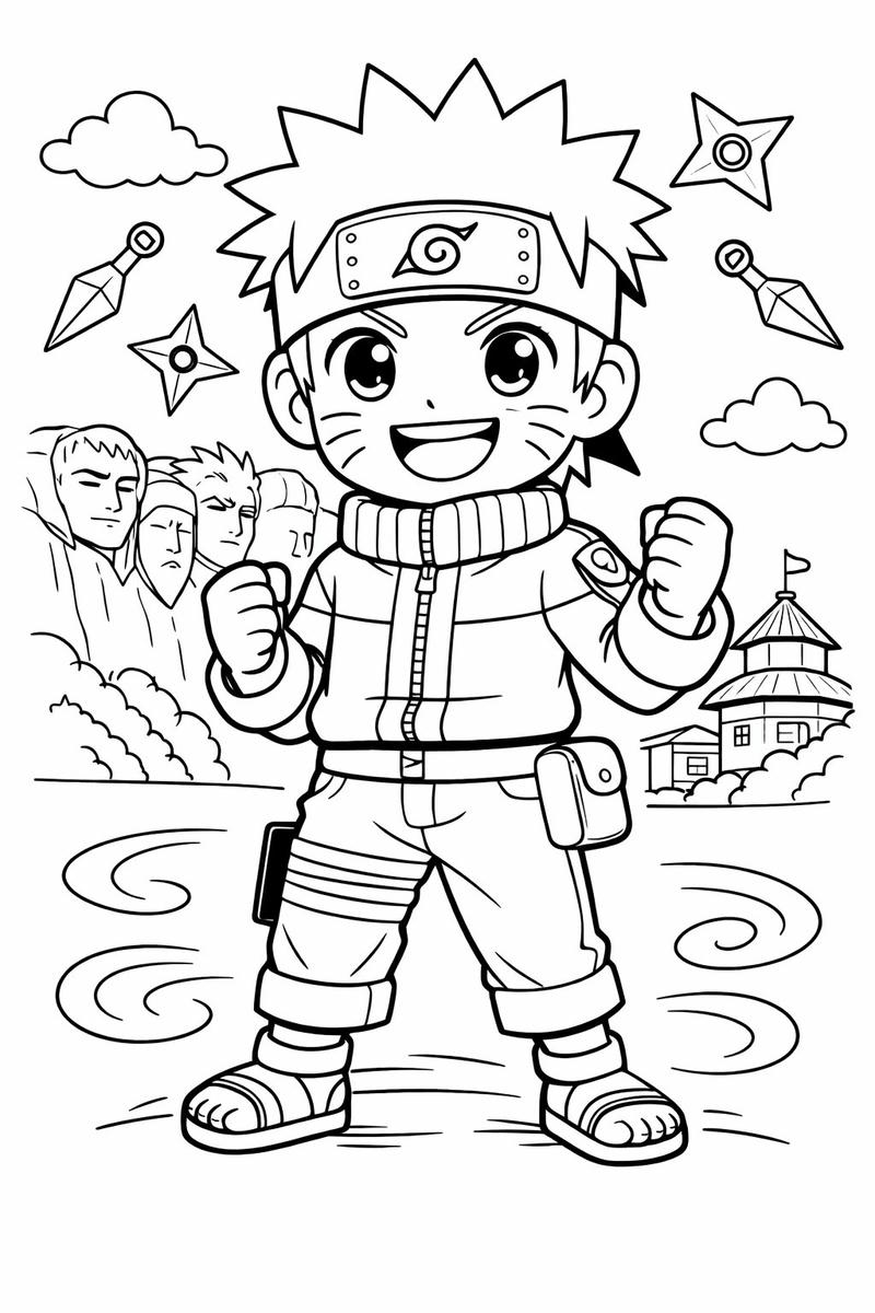 Hình Naruto phong cách hoạt hình để tô màu