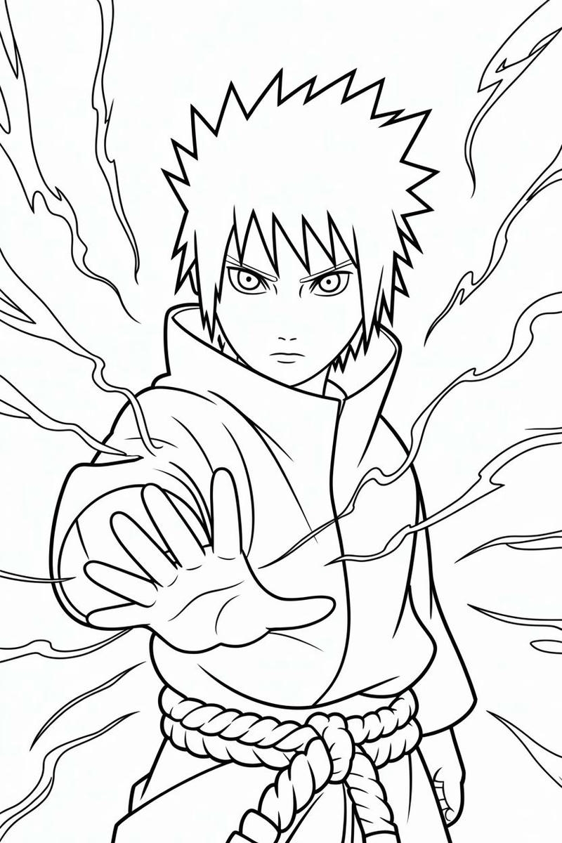 Hình Naruto tư thế chiến đấu đẹp để tô màu