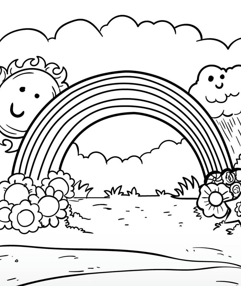 Hình ảnh cầu vồng dễ thương cho bé tập tô