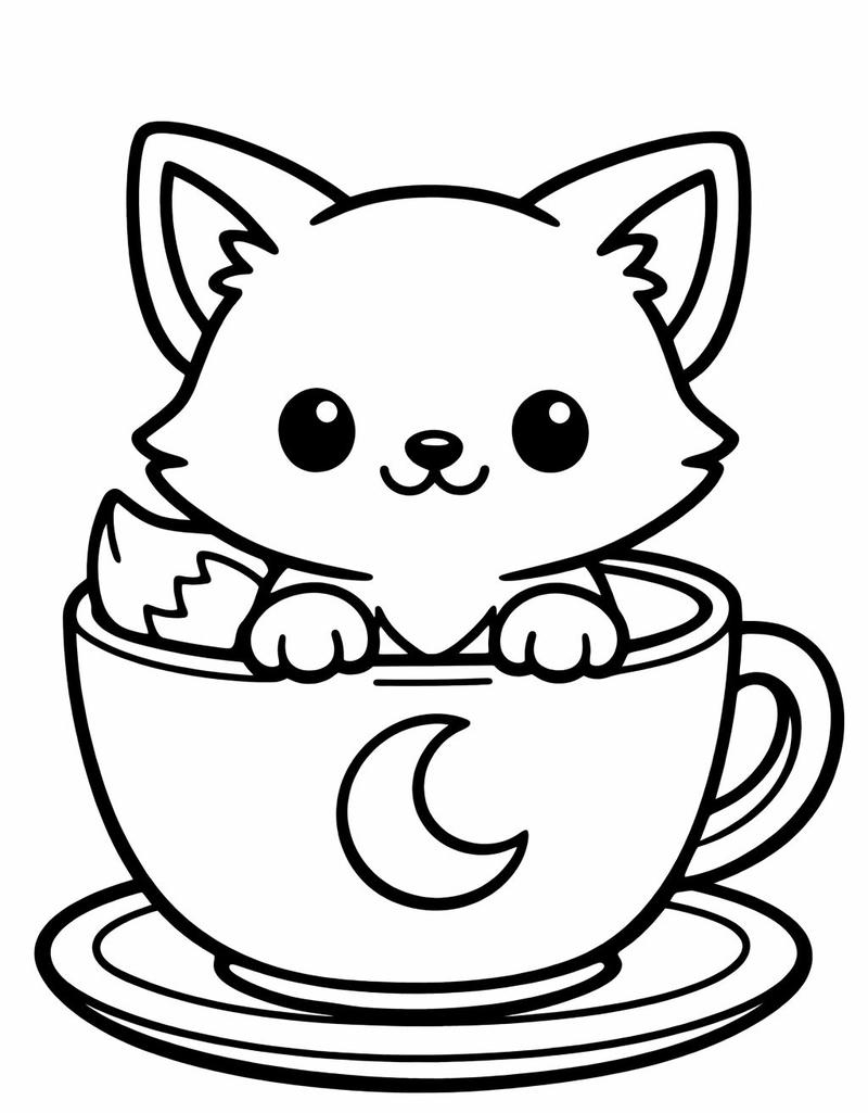 Hình ảnh tô màu con cáo phong cách cute