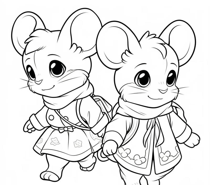 Hình ảnh vui nhộn cho tô màu con chuột