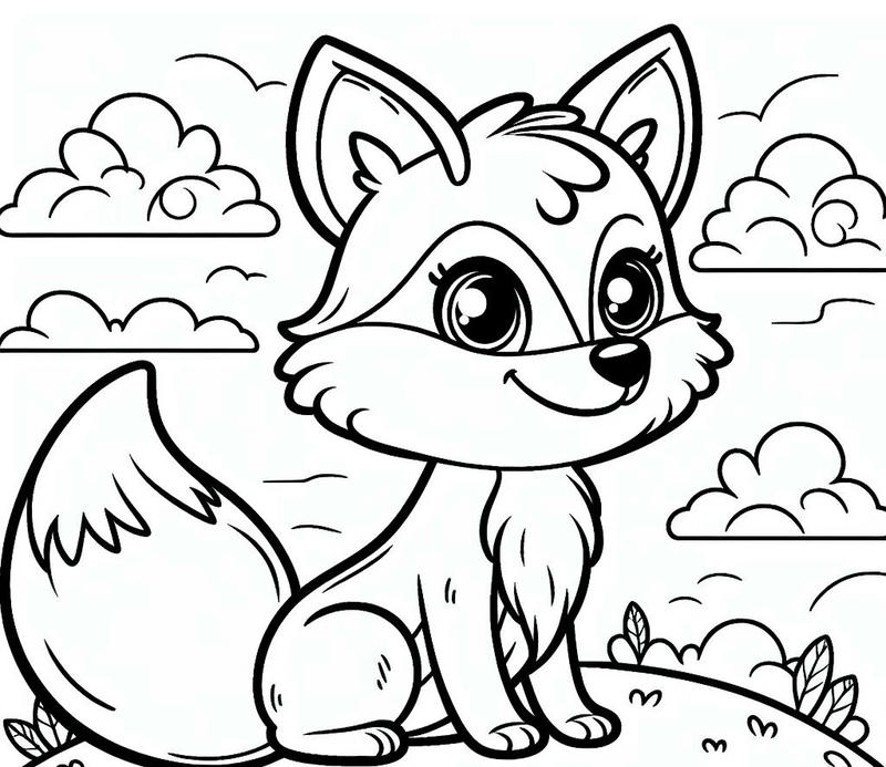 Hình con cáo cute nét rõ cho bé tô