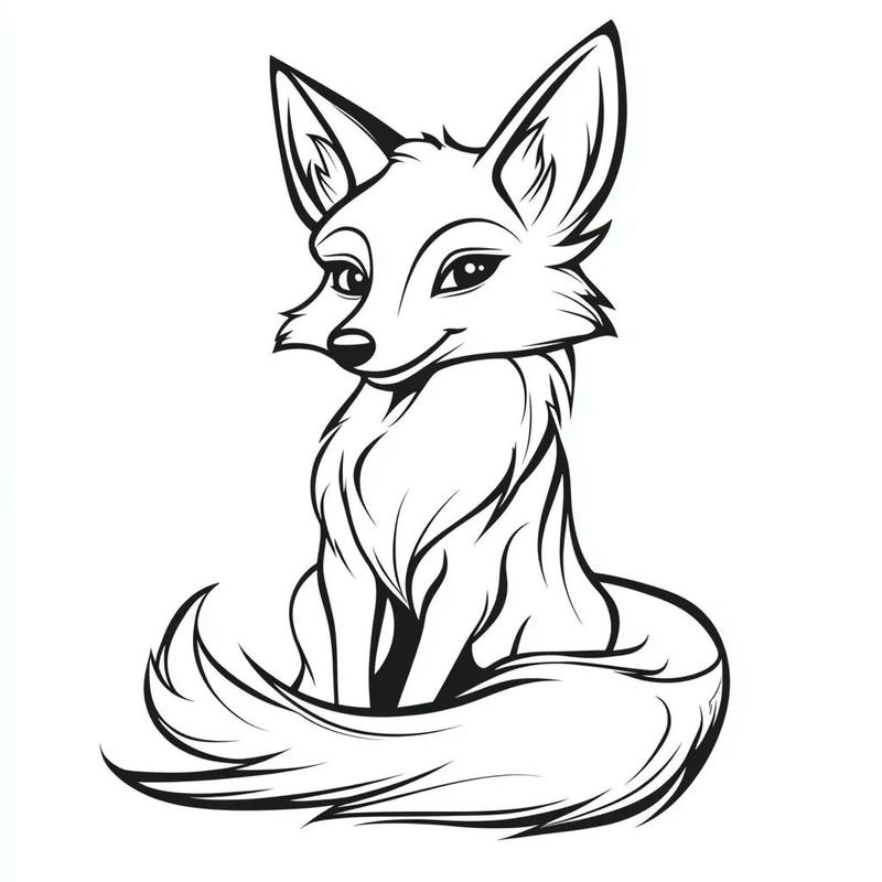 Hình con cáo hoạt hình để bé tập tô màu