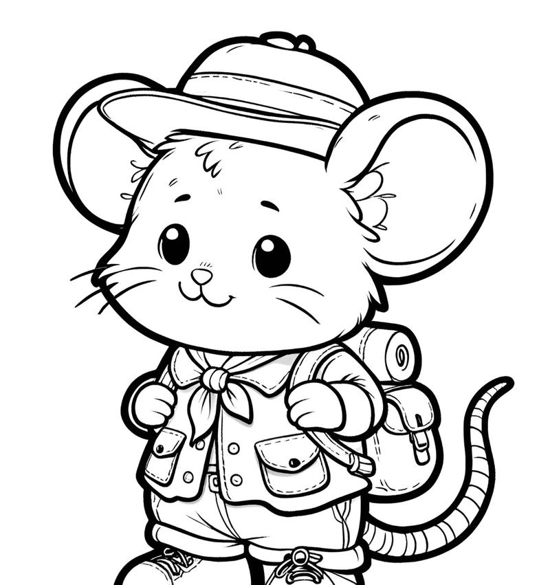 Hình con vật đáng yêu dùng tô màu con chuột