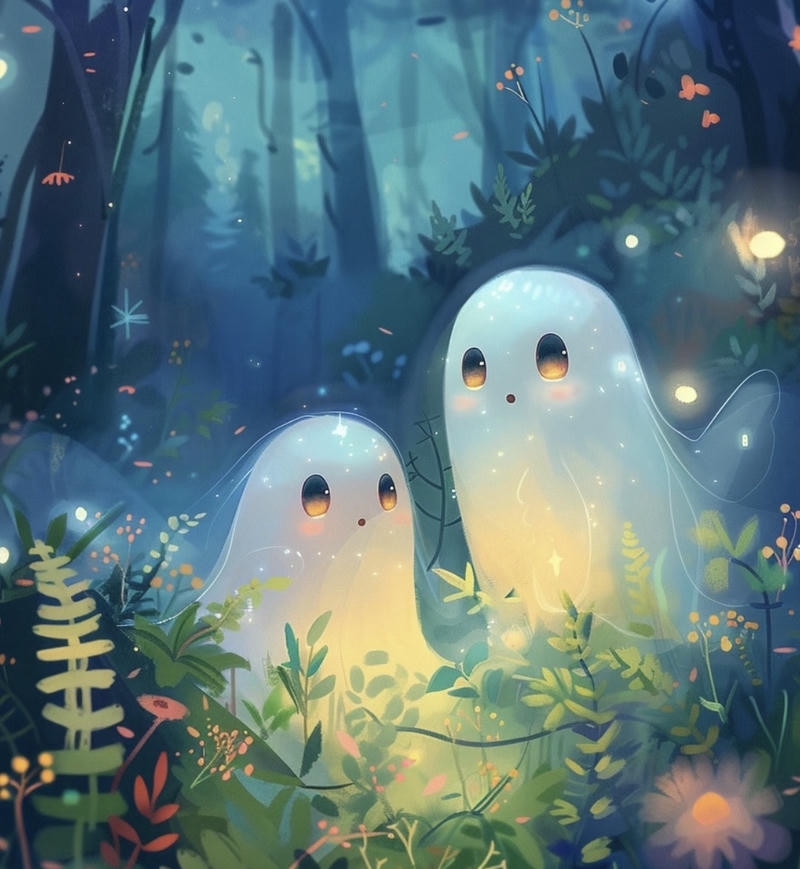 Hình hồn ma cute phong cách chibi nhẹ nhàng dùng làm ảnh đại diện