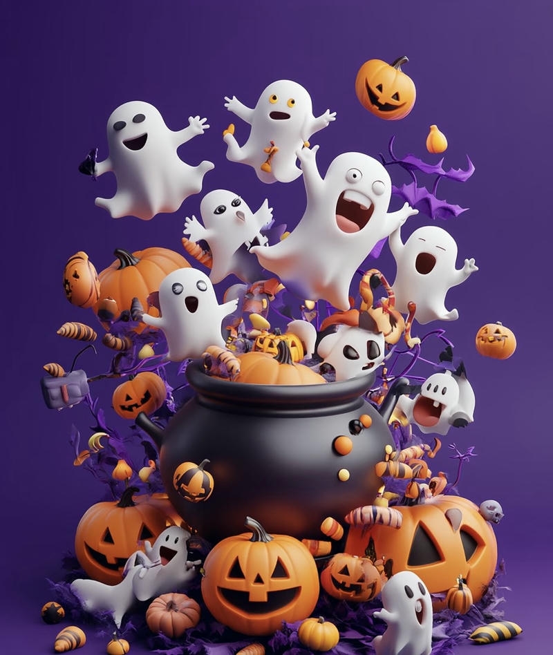 Hình ma chibi ngộ nghĩnh phong cách hoạt hình đáng yêu