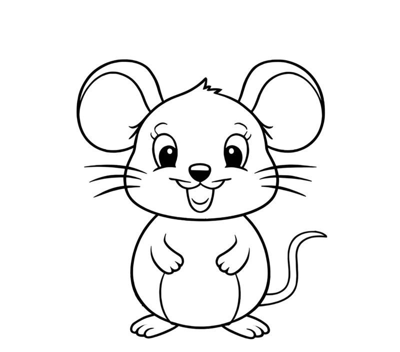Hình phác thảo chuột nhỏ cho bé tập tô