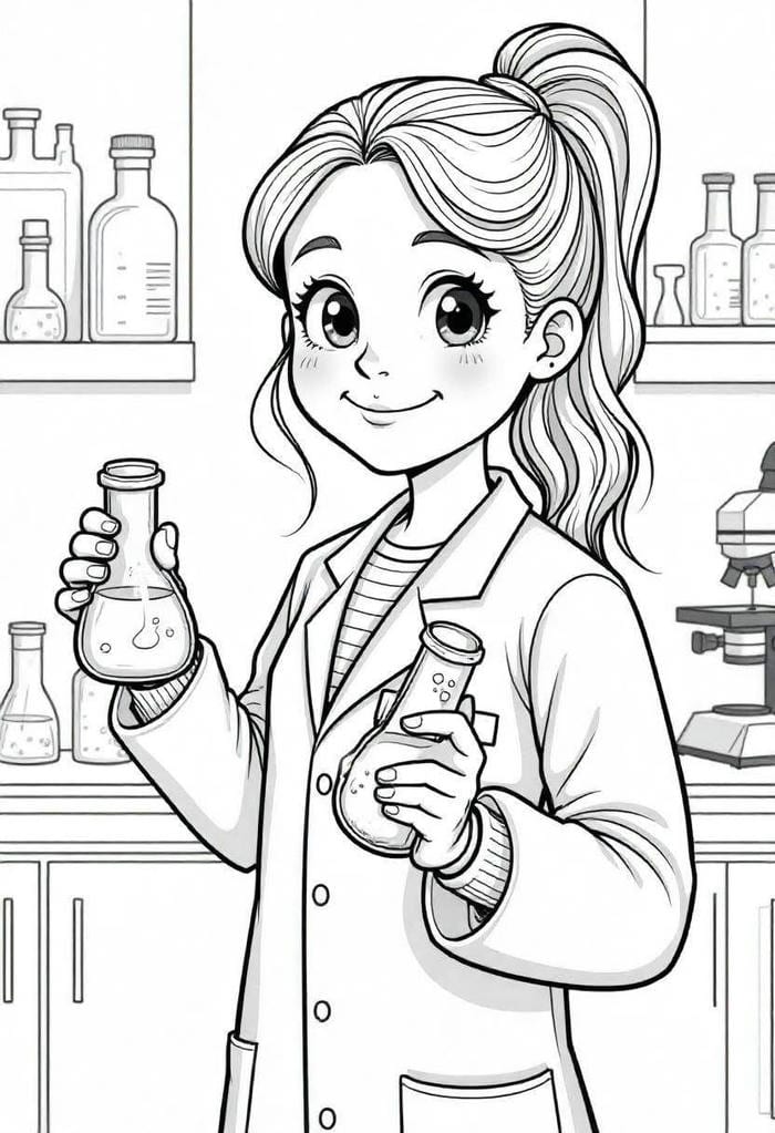Hình tô màu chân dung cô giáo hoá học