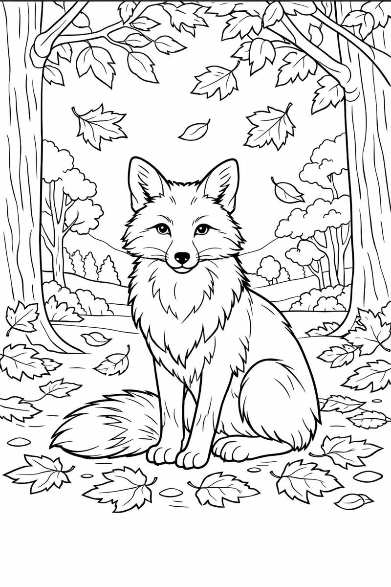 Hình tô màu con cáo hoạt hình đáng yêu cho bé