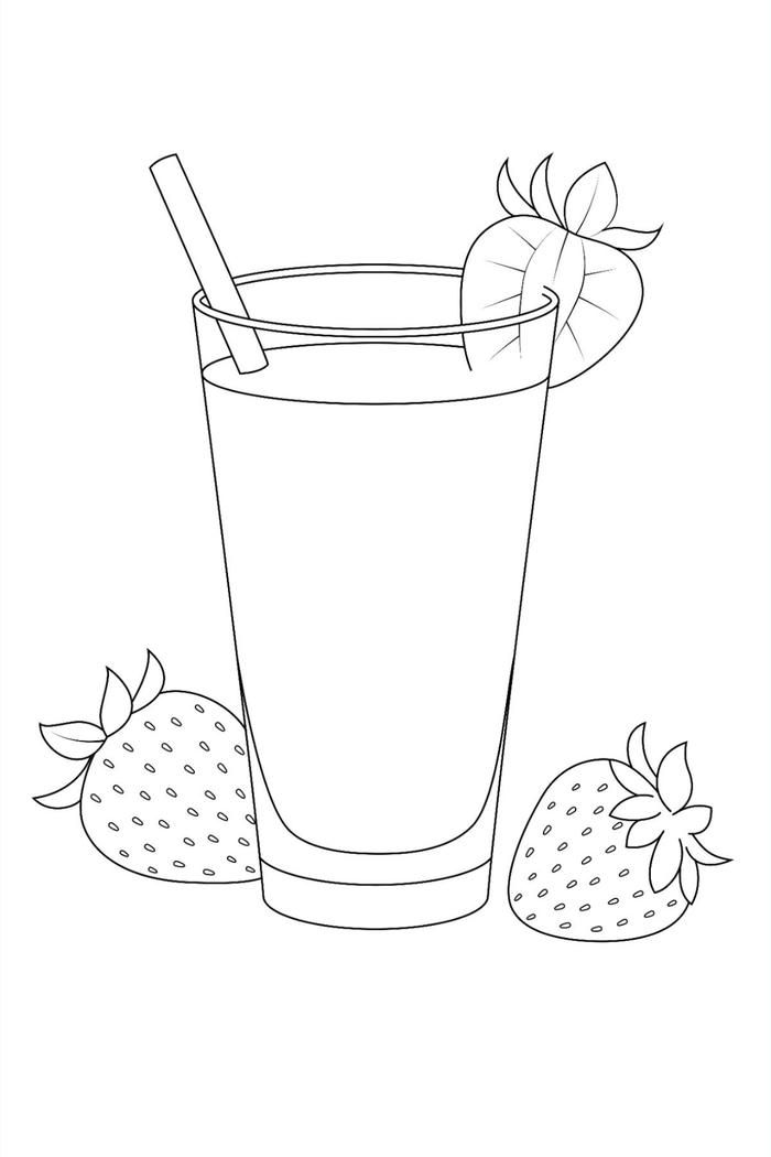 Hình tranh tô màu cái cốc nước dâu