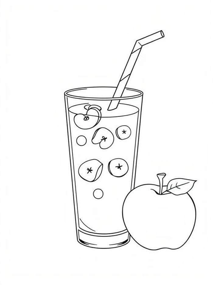 Hình tranh tô màu cái cốc nước táo