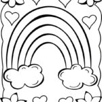 Hình vẽ cầu vồng nét lớn giúp bé tô dễ dàng