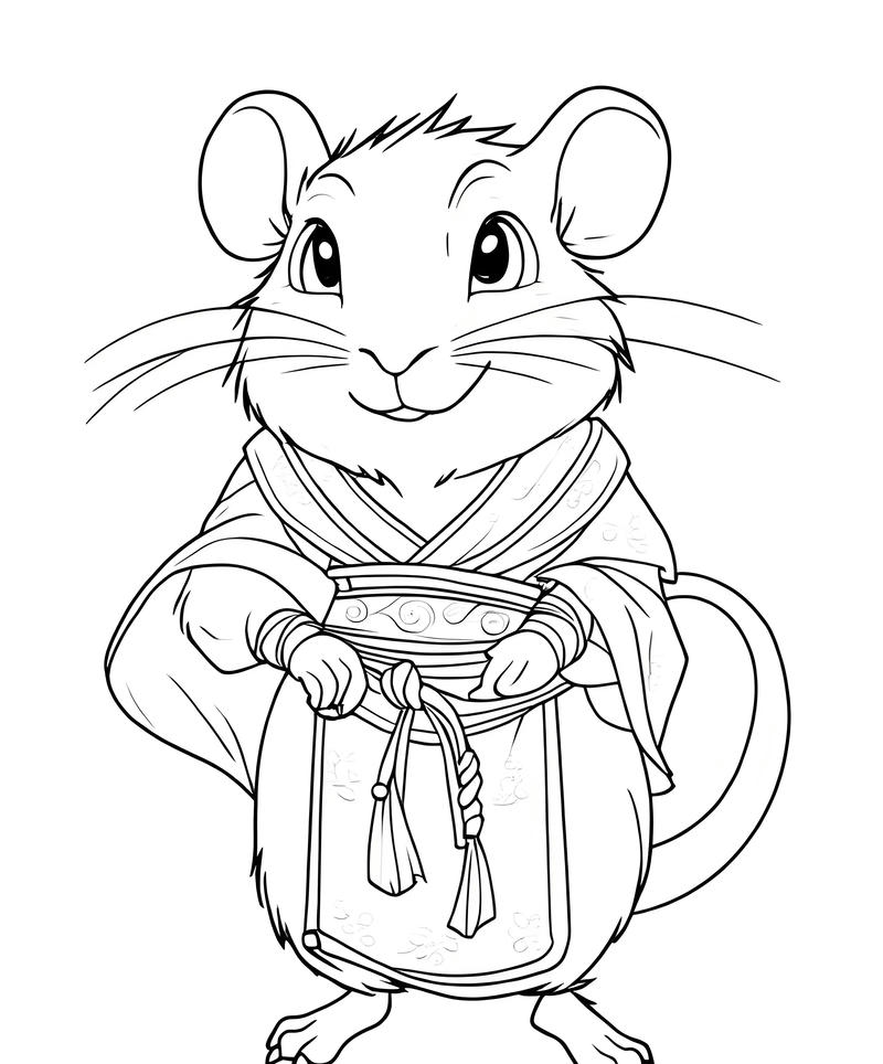 Hình vẽ chuột nhỏ đơn giản cho bé luyện tô