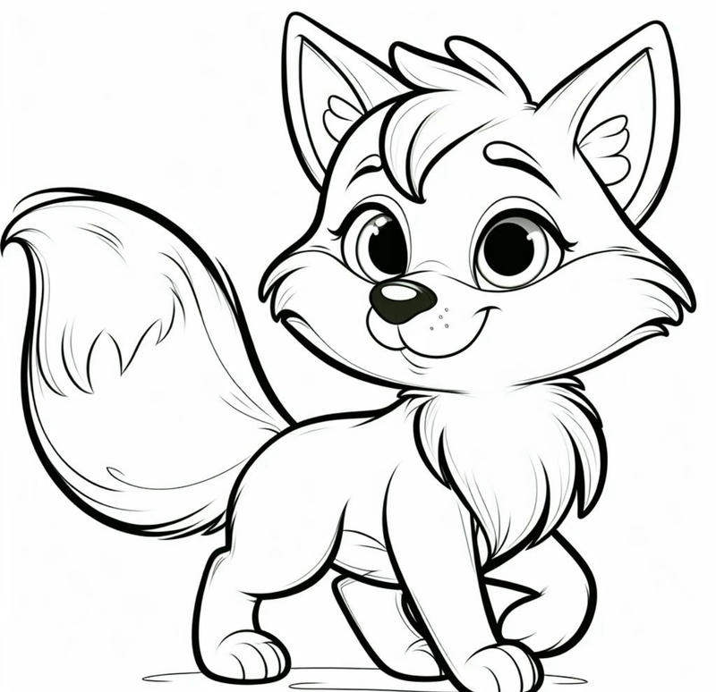 Hình vẽ con cáo đáng yêu phù hợp trẻ nhỏ