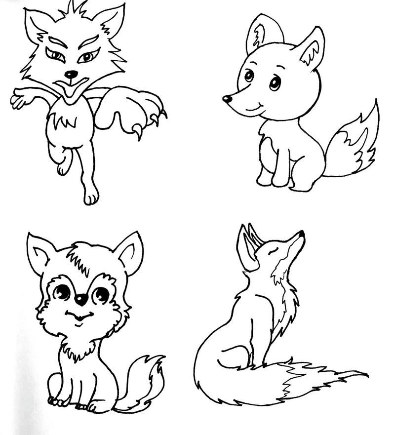 Hình vẽ con cáo đơn giản cho trẻ tập tô