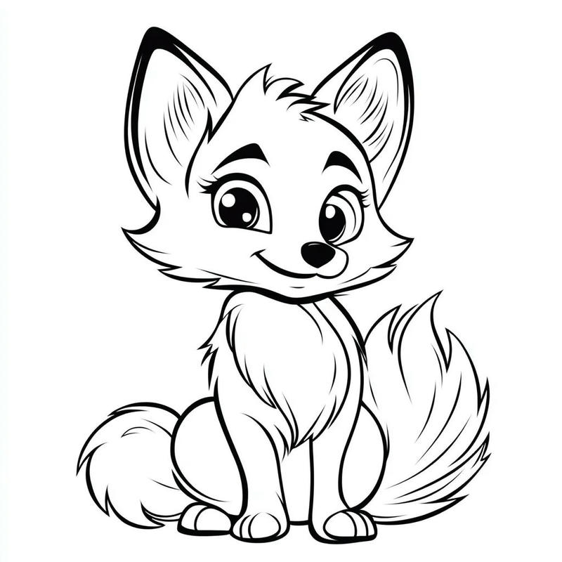 Hình vẽ con cáo ngộ nghĩnh giúp bé tô màu