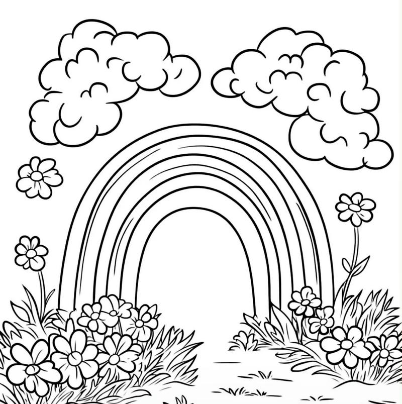 Hình vẽ dễ thương dành cho tô màu cầu vồng