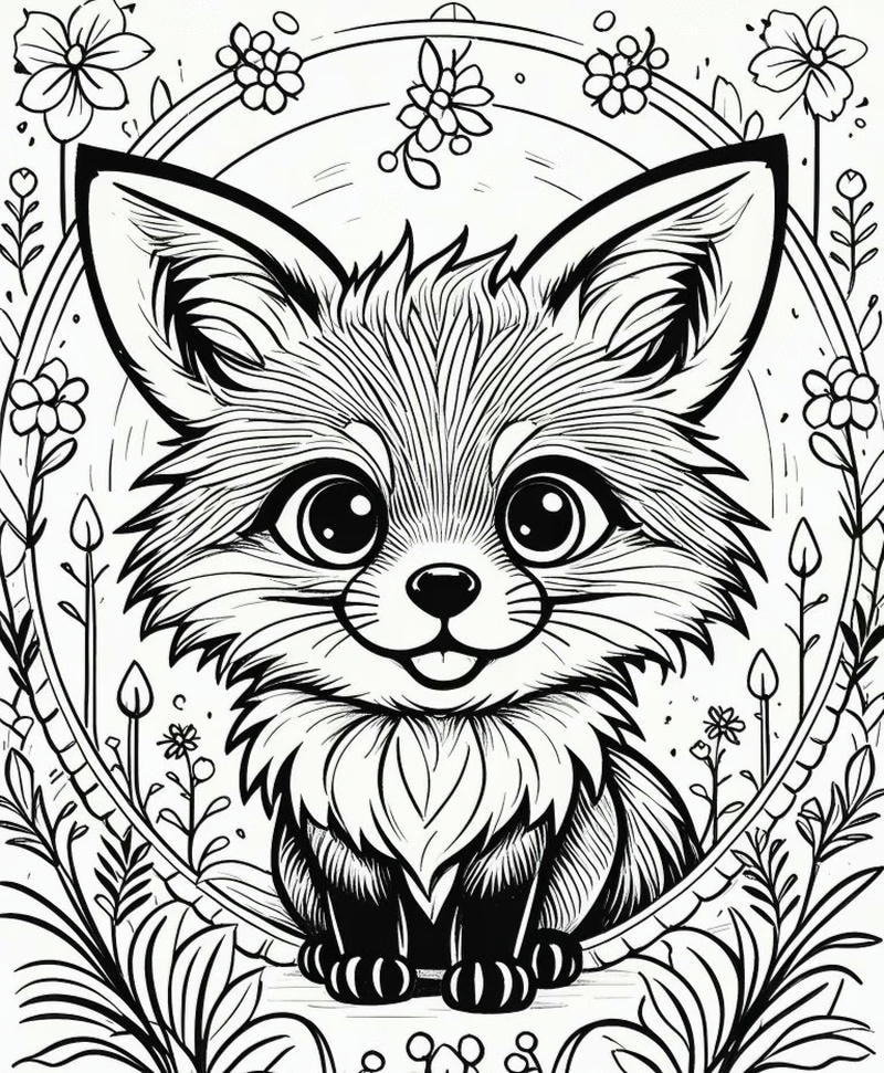 Hình vẽ ngộ nghĩnh tô màu con cáo cho bé tập tô