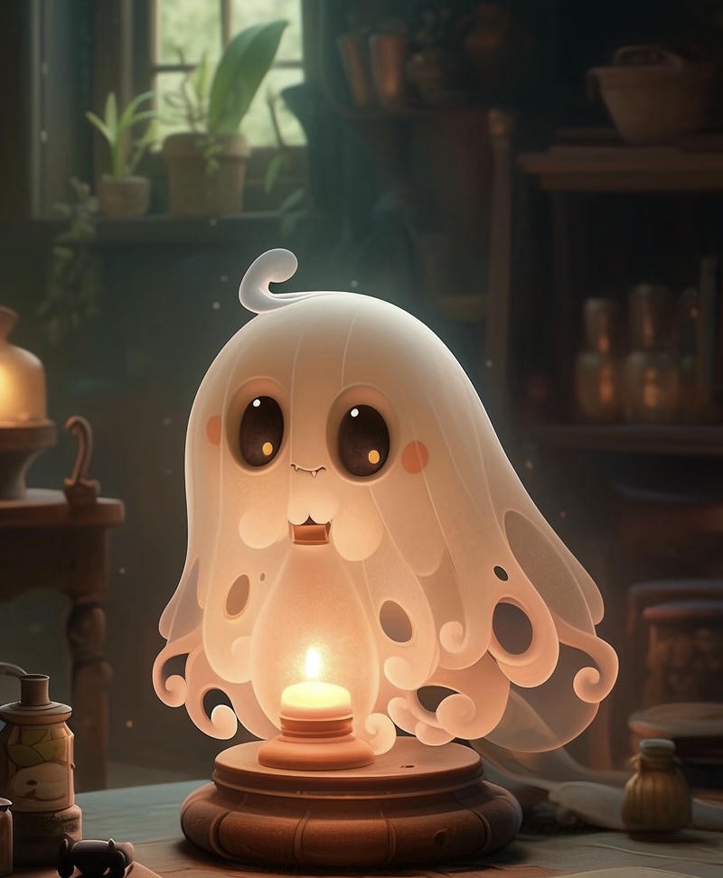 Hồn ma cute chibi nhẹ nhàng nhìn vui mắt