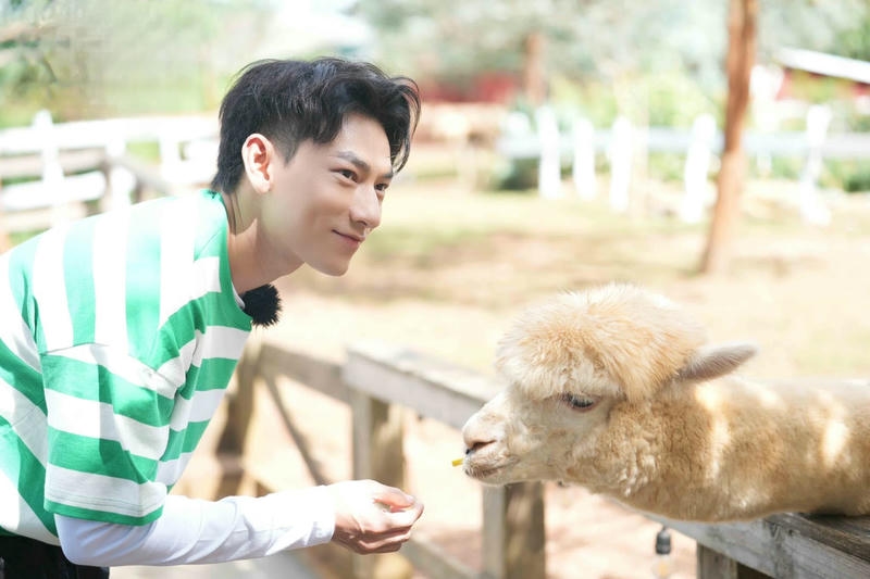 Isaac cute chơi đùa cùng chú cừu nhỏ