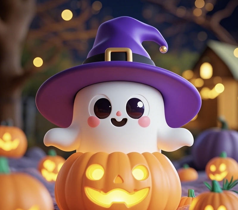 Ma nhỏ má hồng biểu cảm ngộ nghĩnh phong cách ảnh ma chibi