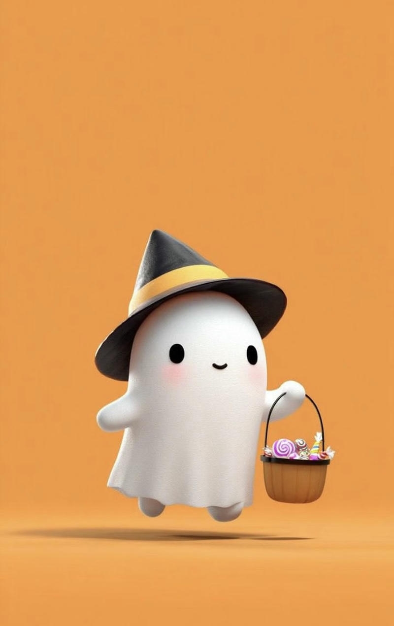 Nhân vật ma nhỏ bay lơ lửng kiểu ảnh ma chibi