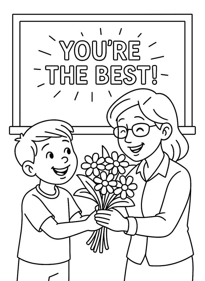 Tô màu cô giáo và học trò