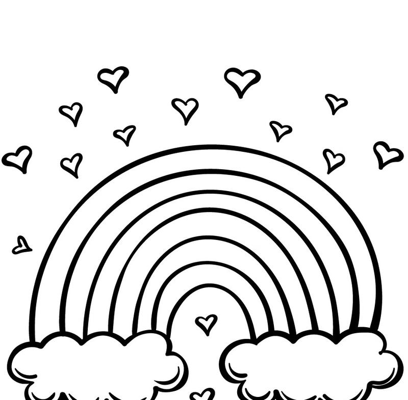Trang giấy vẽ cầu vồng đơn giản dành cho trẻ