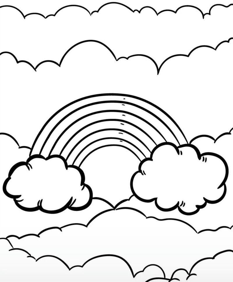 Trang tô màu sáng tạo với hình cầu vồng đơn giản