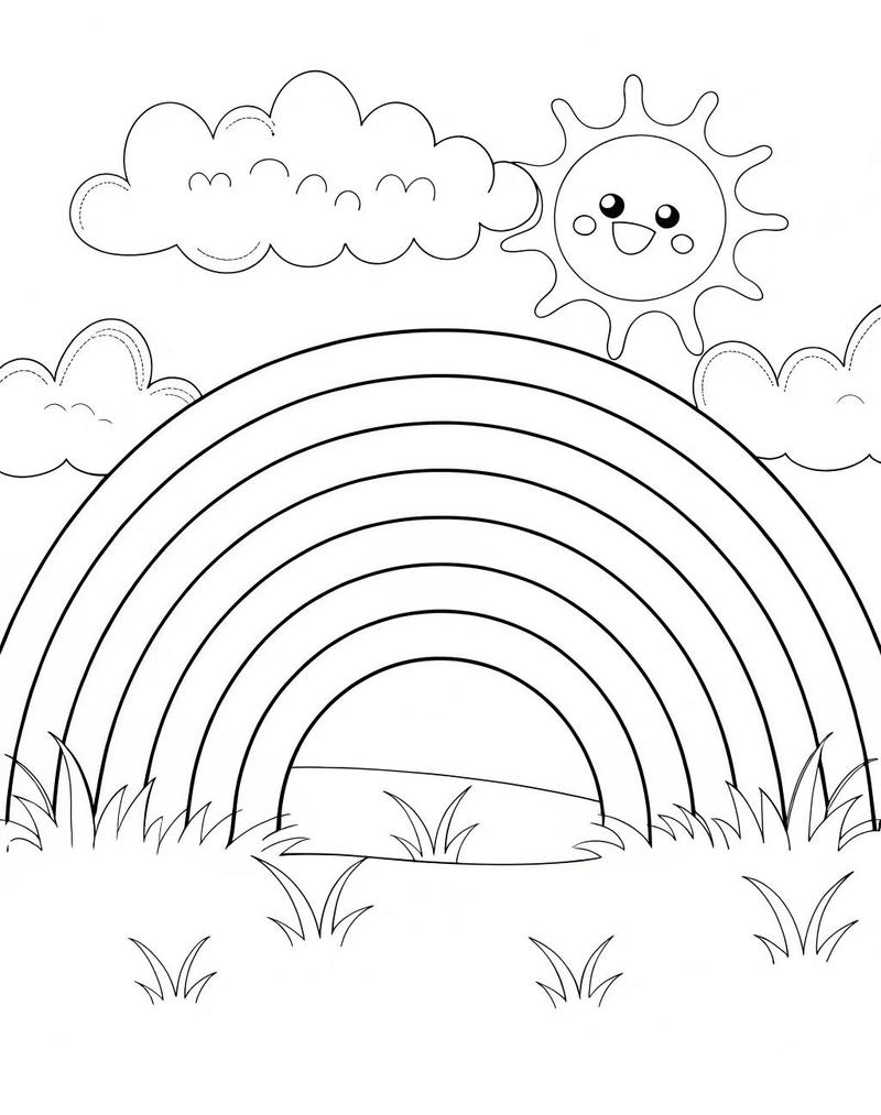 Trang vẽ dành cho trẻ em với hình cầu vồng