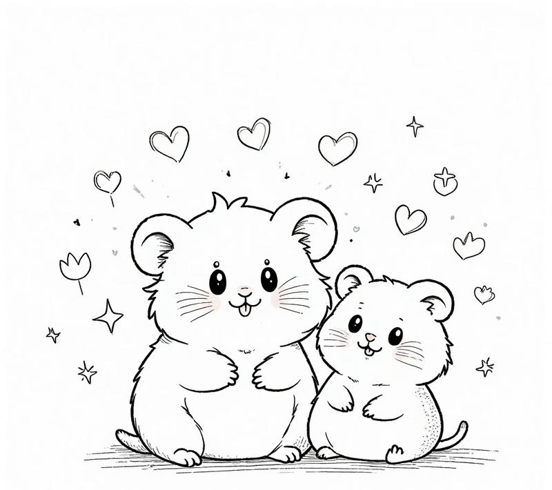 Tranh chuột cute đơn giản cho bé tô màu