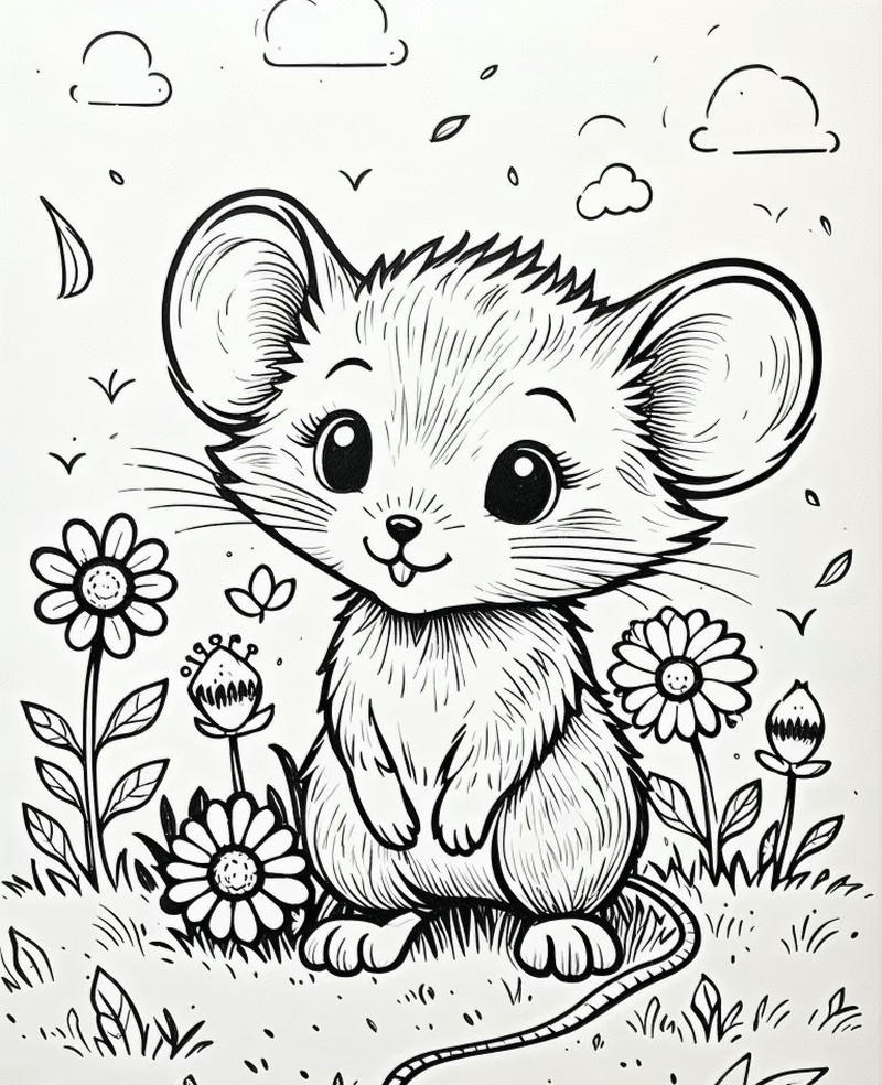 Tranh chuột dễ thương giúp bé sáng tạo màu sắc