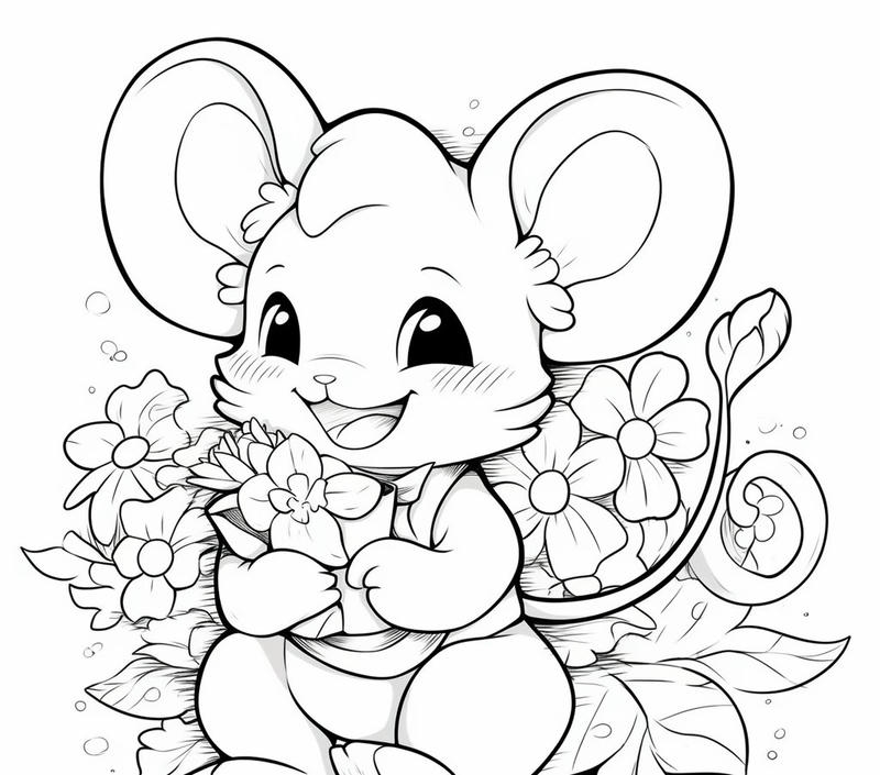 Tranh chuột đơn giản dễ thương cho bé tô