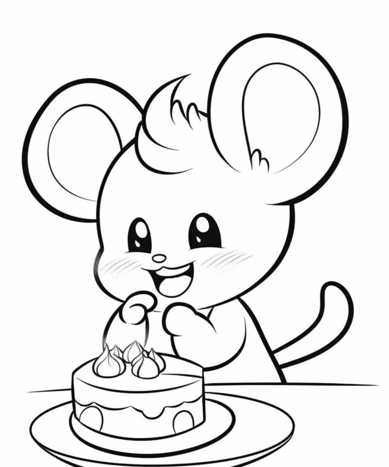 Tranh chuột đơn giản giúp bé học tô màu