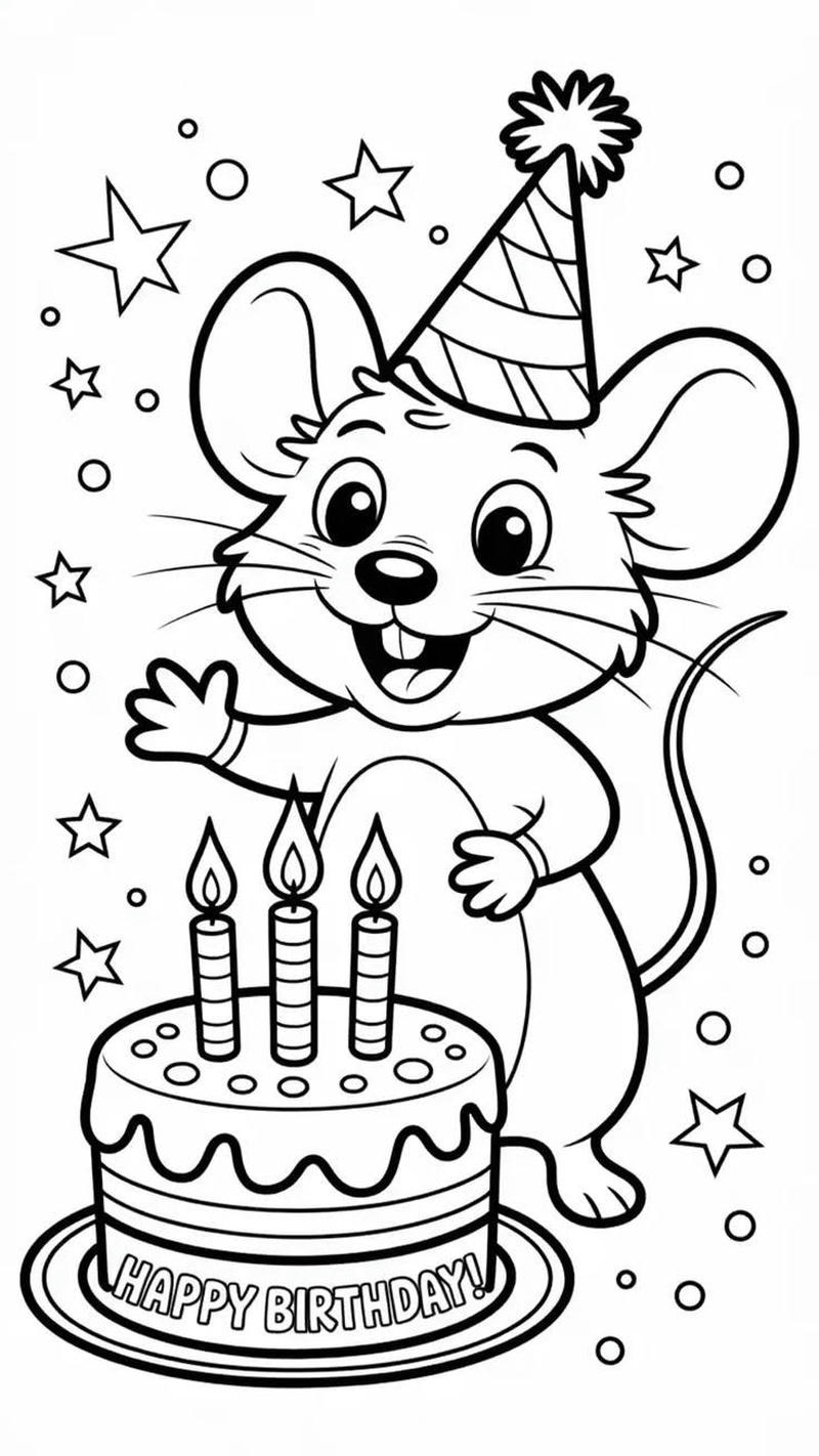 Tranh chuột ngộ nghĩnh cho bé tập tô màu