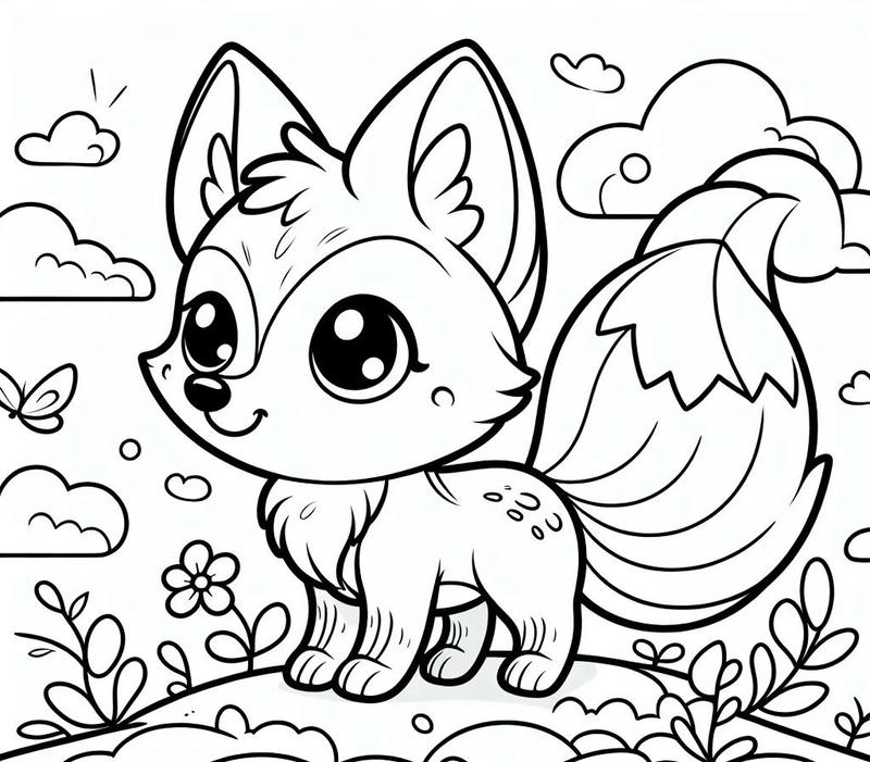 Tranh con cáo đơn giản giúp bé sáng tạo màu